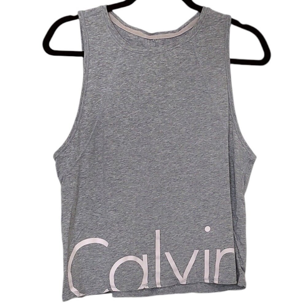 Calvin Klein Performance Gray Logo Graphic Sleeveless Tank Top M